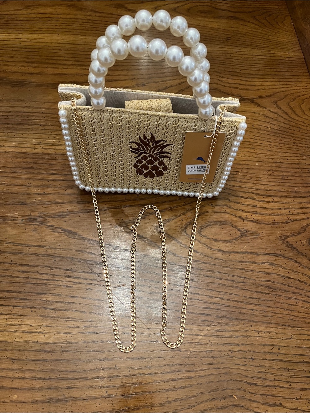 Tommy Bahama woven straw pineapple mini tote, new with tags